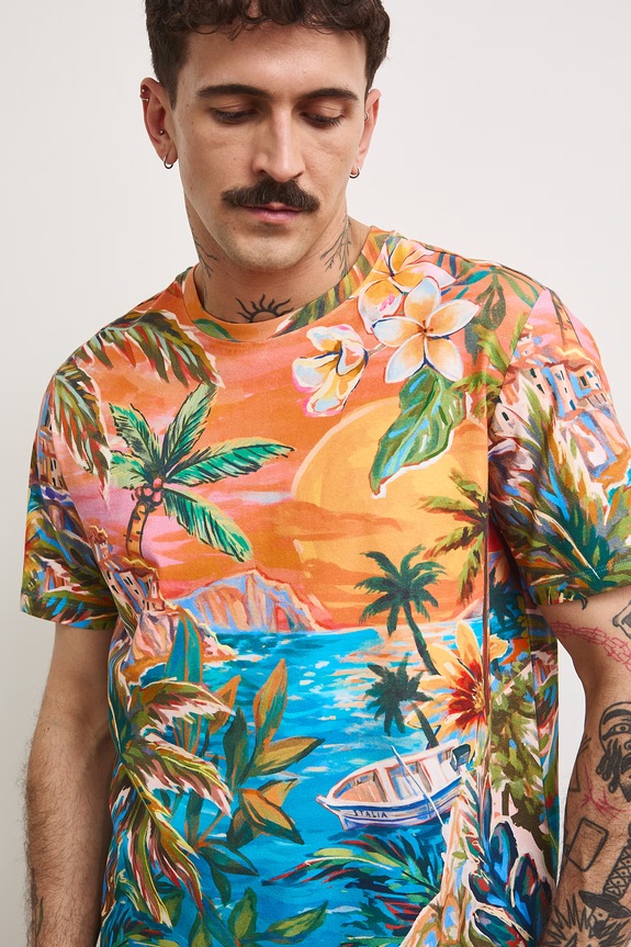 Medicine T-shirt męski bawełniany z elastanem multicolor RS26-TSMA20