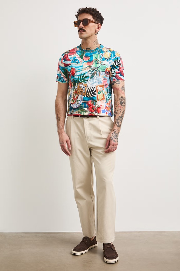 T-shirt męski bawełniany wzorzysty multicolor RS26-TSMA24