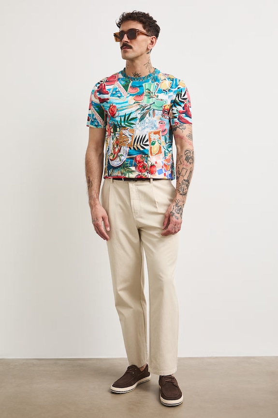 T-shirt męski bawełniany wzorzysty multicolor RS26-TSMA24
