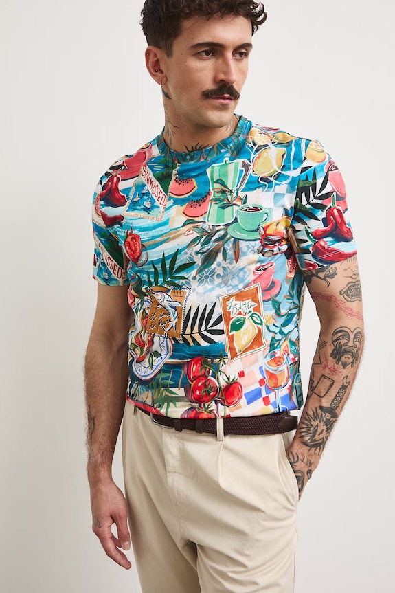T-shirt męski bawełniany wzorzysty RS26-TSMA24 multicolor RS26