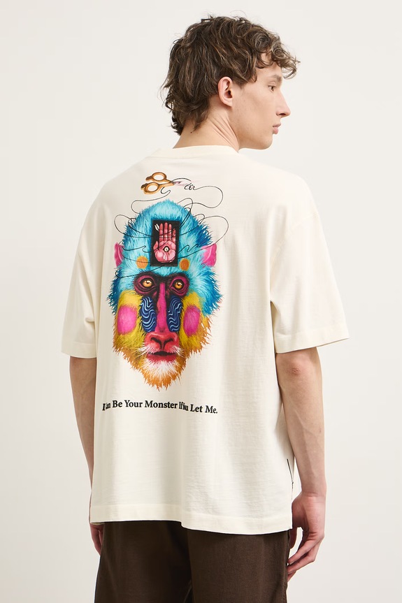 Medicine T-shirt męski bawełniany beżowy RS26-TSMA53