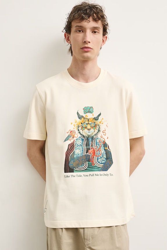 Medicine T-shirt męski bawełniany RS26-TSMA58 beżowy RS26