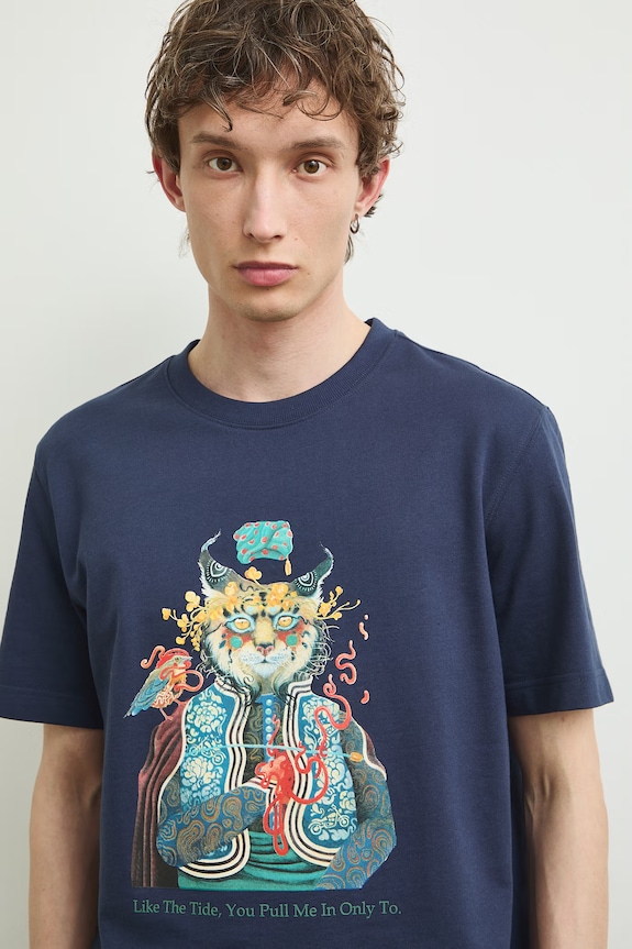 Medicine T-shirt męski bawełniany granatowy RS26-TSMA58
