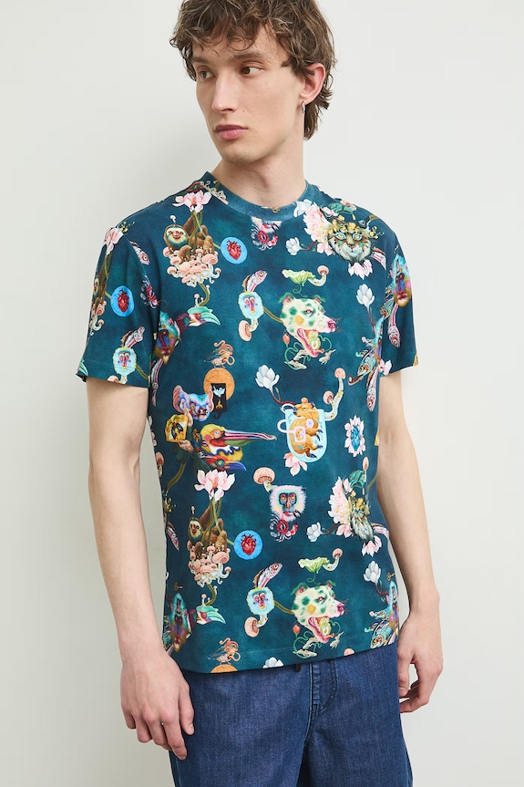 Medicine T-shirt męski bawełniany z elastanem RS26-TSMA61 turkusowy RS26