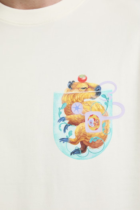 Medicine T-shirt męski bawełniany z elastanem RS26-TSMA62 beżowy