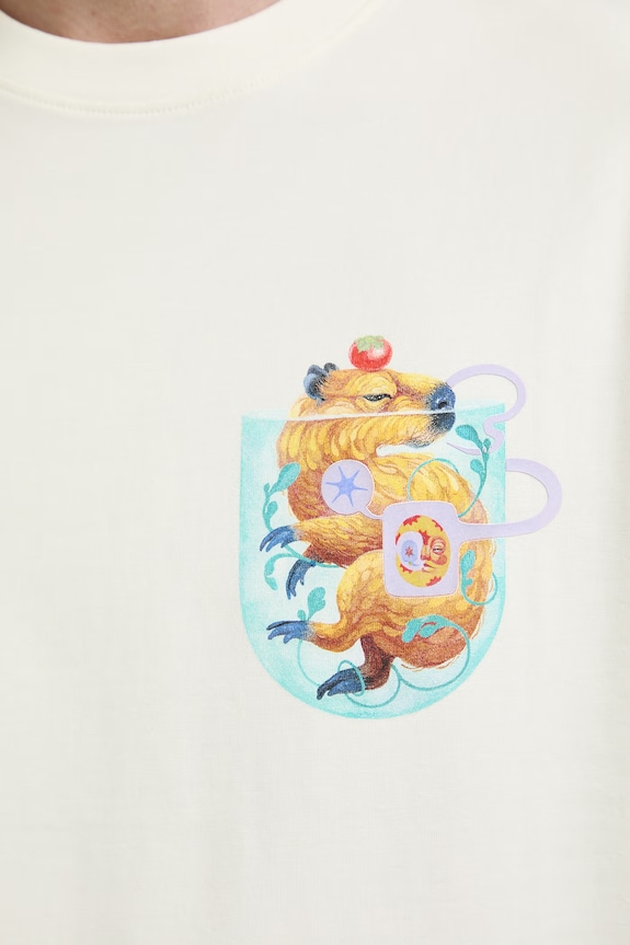 Medicine T-shirt męski bawełniany z elastanem RS26-TSMA62 beżowy