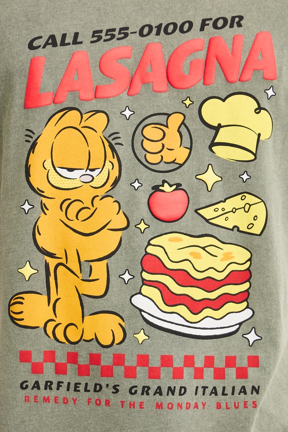 T-shirt męski bawełniany Garfield RS26-TSMA70 zielony