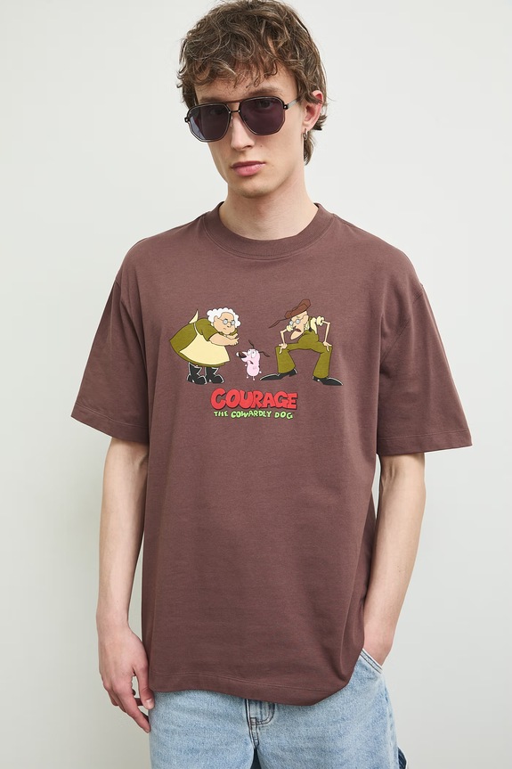 T-shirt męski bawełniany Courage the Cowardly Dog RS26-TSMA72 brązowy RS26