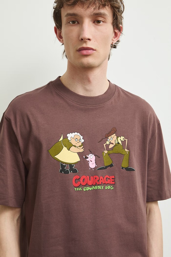 T-shirt męski bawełniany Courage the Cowardly Dog brązowy RS26-TSMA72