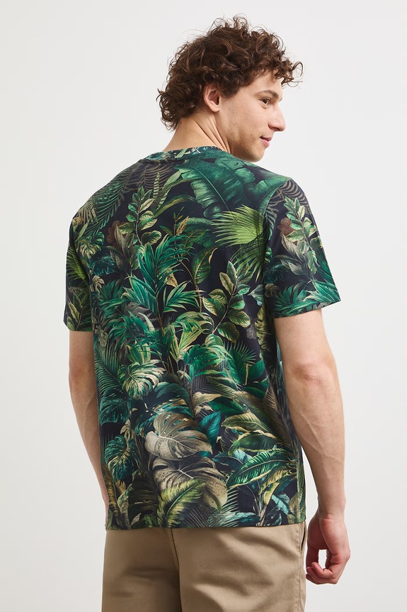 Odzież T-shirt męski bawełniany z elastanem z motywem zwierzęcym RS26-TSMB10 czarny