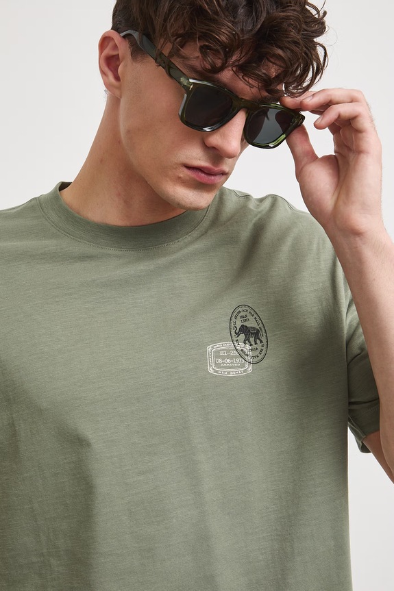 Medicine T-shirt męski bawełniany zielony RS26-TSMB16