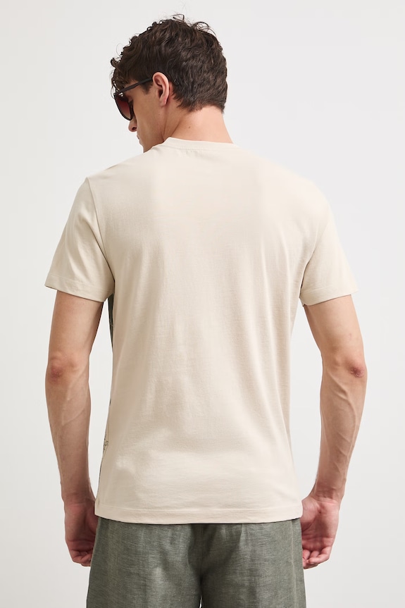 Odzież T-shirt męski bawełniany z nadrukiem RS26-TSMB17 beżowy
