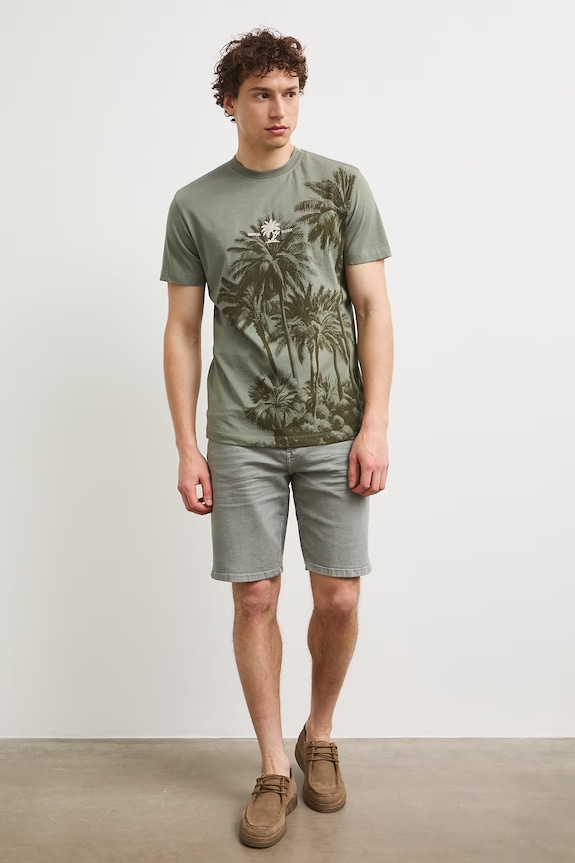 T-shirt męski bawełniany z nadrukiem zielony RS26-TSMB17