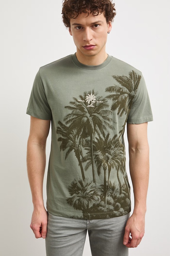 T-shirt męski bawełniany z nadrukiem RS26-TSMB17 zielony RS26
