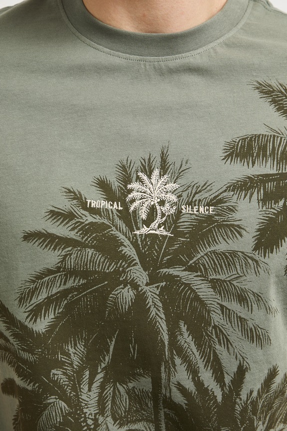 T-shirt męski bawełniany z nadrukiem RS26-TSMB17 zielony