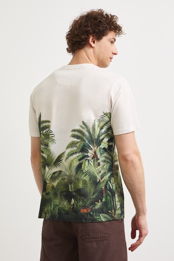 Odzież T-shirt męski bawełniany z motywem roślinnym RS26-TSMB18 multicolor