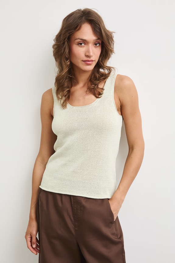 Top swetrowy damski z lnem RS26-TTDA01 zielony RS26