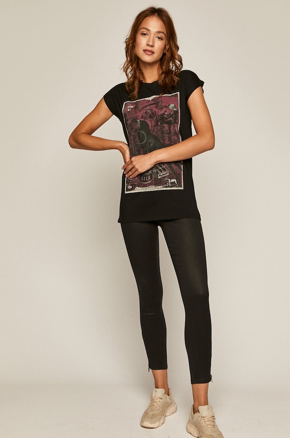 T-shirt damski z nadrukiem czarny RW20.TSD305 czarny RW20