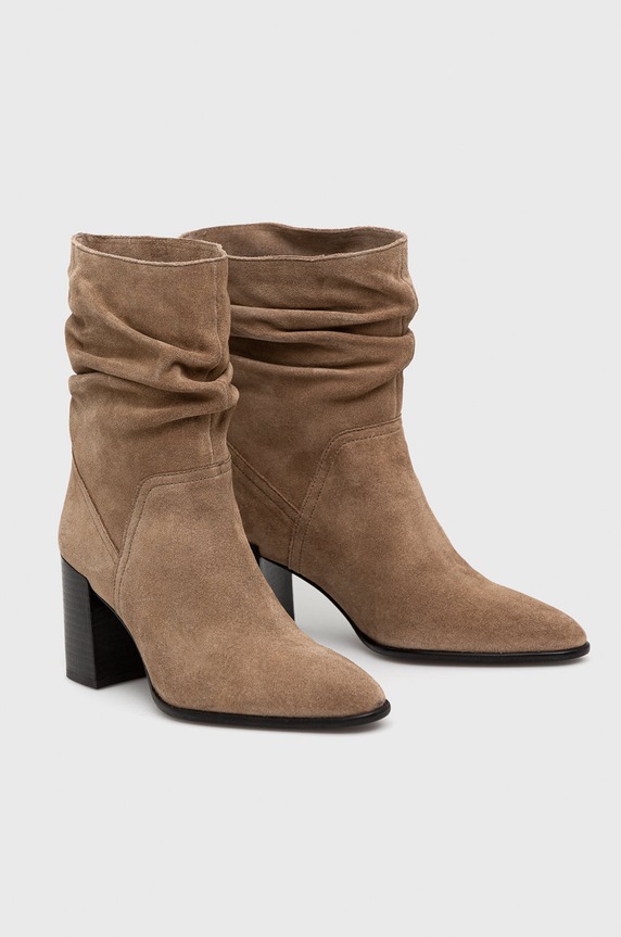 Boty Nízké kozačky dámské semišové hnědá barva RW22.OBD706 hnědá