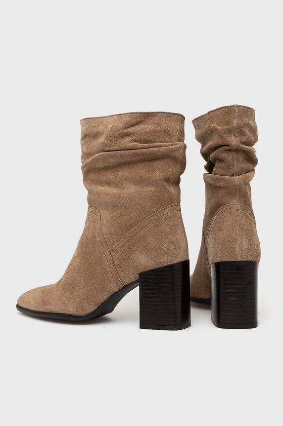 Nízké kozačky dámské semišové hnědá barva hnědá RW22.OBD706