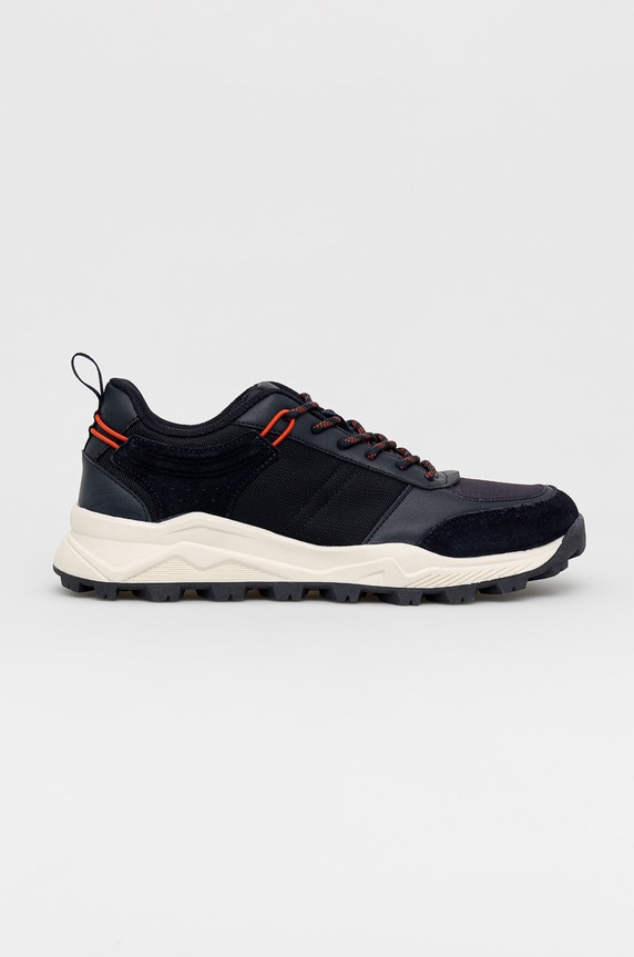 Obuwie Sneakersy męskie z elementami skóry granatowe RW22.OBM203 granatowy