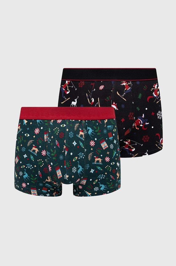 Bokserki bawełniane męskie świąteczne (2-pack) dzianina multicolor RW23.BIMA02