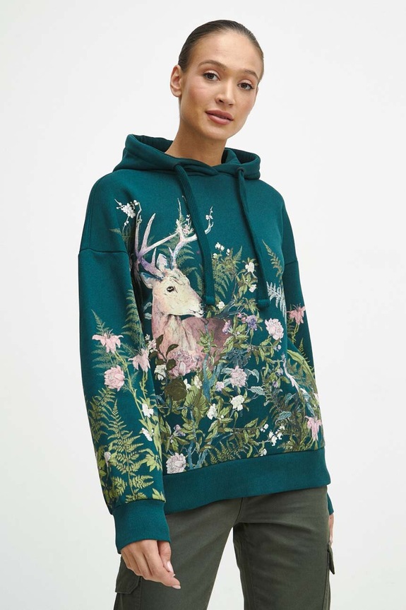 Bluza damska z nadrukiem kolor turkusowy RW23.BLD804 turkusowy RW23