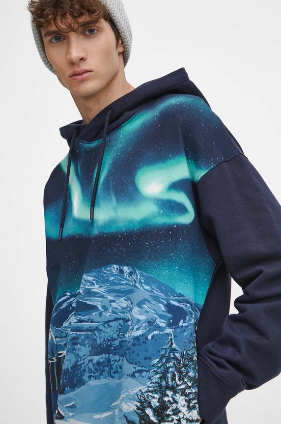 Bluza męska z nadrukiem kolor granatowy granatowy RW23.BLM903