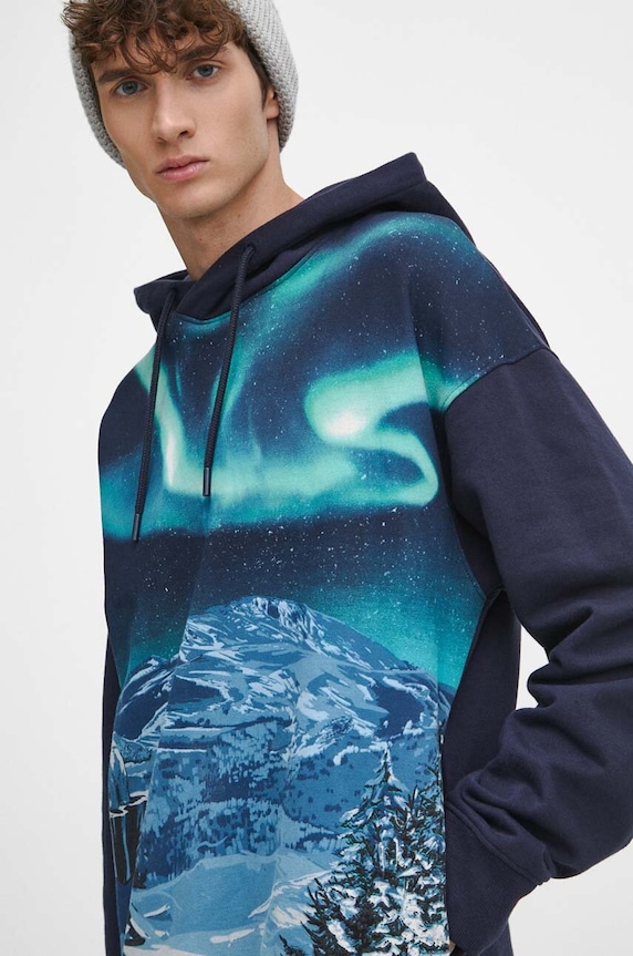 Bluza męska z nadrukiem kolor granatowy granatowy RW23.BLM903
