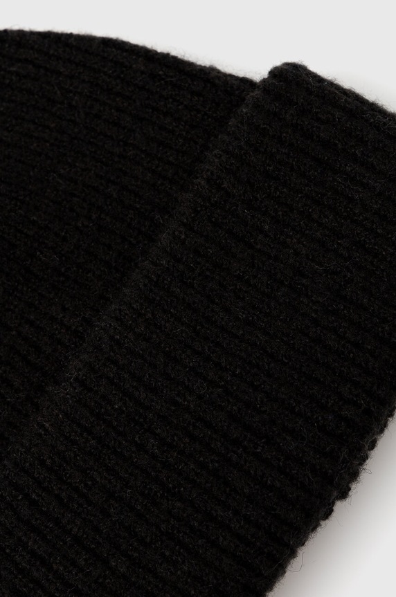 Akcesoria Czapka z domieszką wełny damska beanie kolor czarny RW23.CAD072 czarny