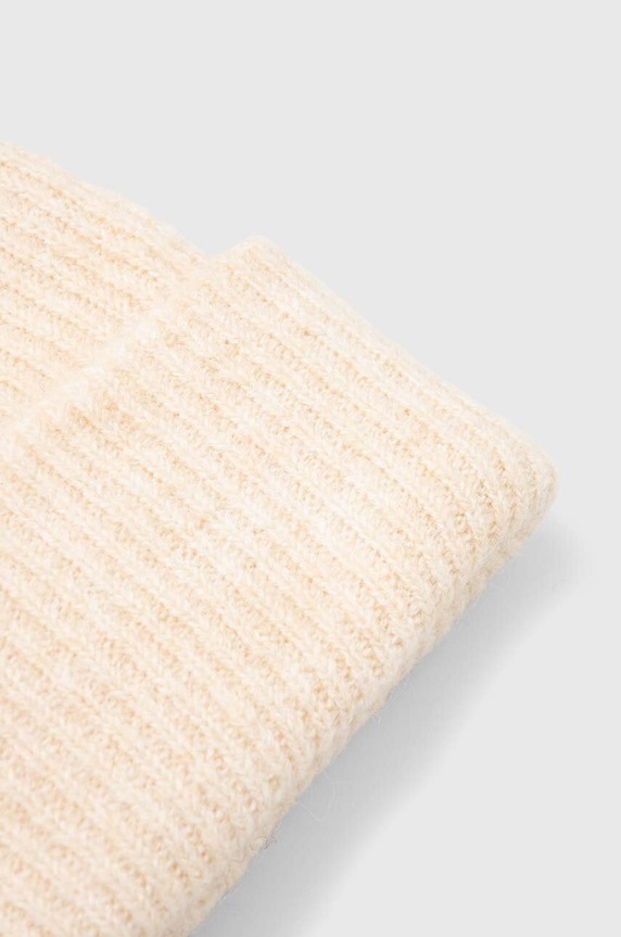 Akcesoria Czapka z domieszką wełny damska beanie kolor beżowy RW23.CAD701 beżowy