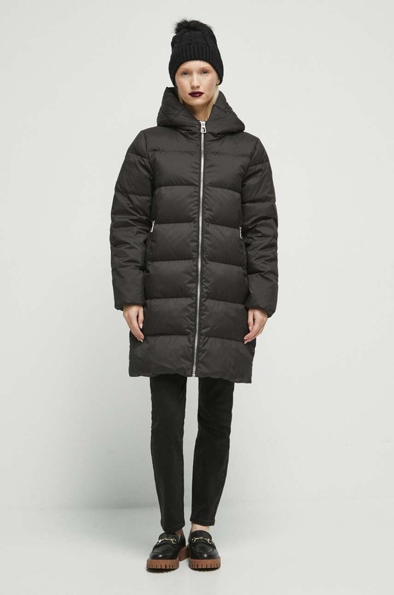 Płaszcz puchowy damski pikowany kolor czarny RW23.KPD706 czarny RW23