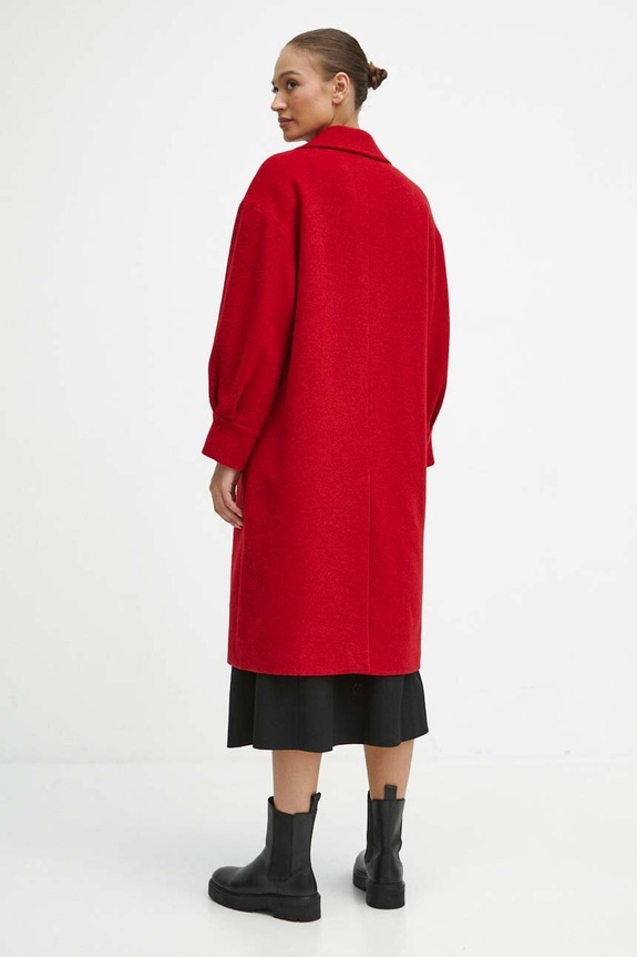 Vlněný kabát dámský Radzka x Medicine červená barva RW23.KPD851 červená