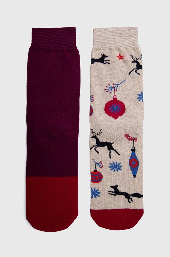 Bavlněné ponožky dámské vánoční (2-pack) více barev dlouhé ponožky vícebarevná RW23.LGDA07
