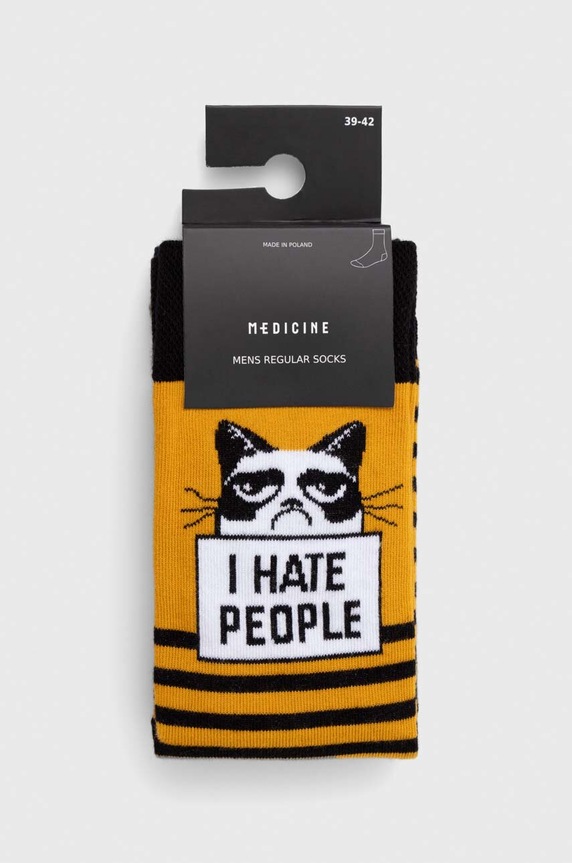 Bavlnené ponožky pánske s mačkou (2-pack) viac farieb dlhé ponožky viacfarebná RW23.LGM404