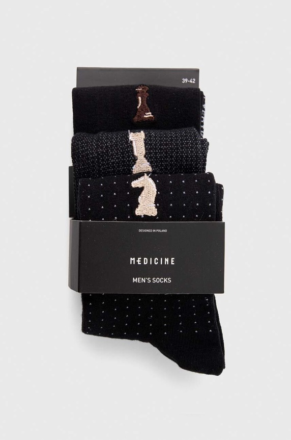 Oblečenie Bavlnené ponožky pánske s ozodobnou výšivkou - šachy (3-pack) viac farieb RW23.LGM606 viacfarebná