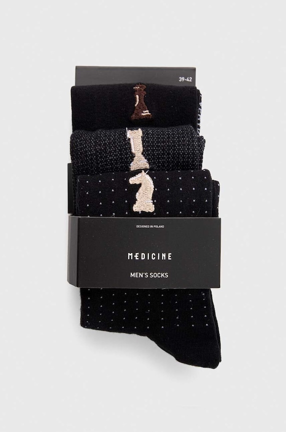 Oblečenie Bavlnené ponožky pánske s ozodobnou výšivkou - šachy (3-pack) viac farieb RW23.LGM606 viacfarebná