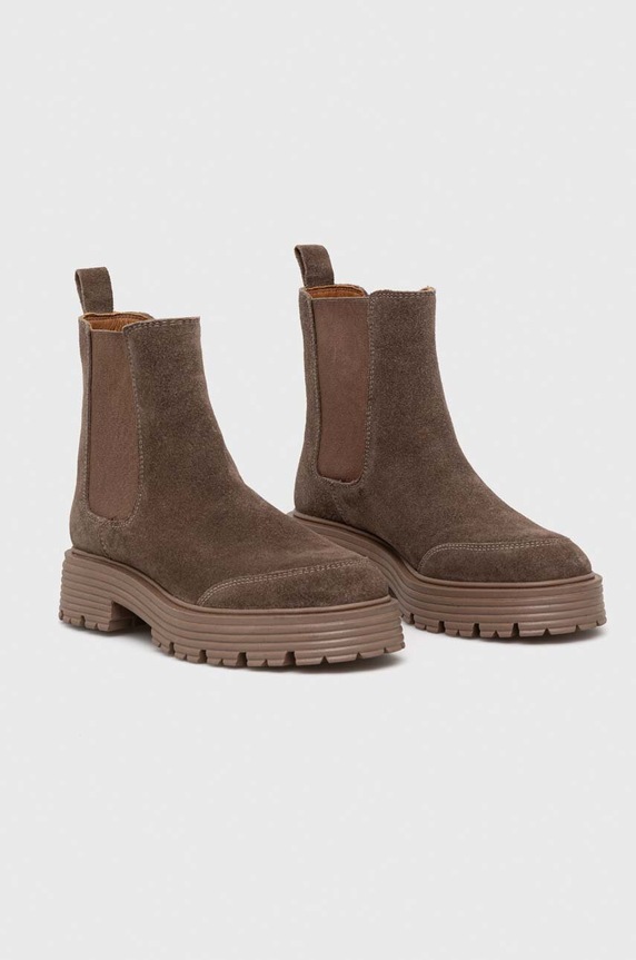 Semišové boty dámské béžová barva RW23.OBD412 béžová RW23