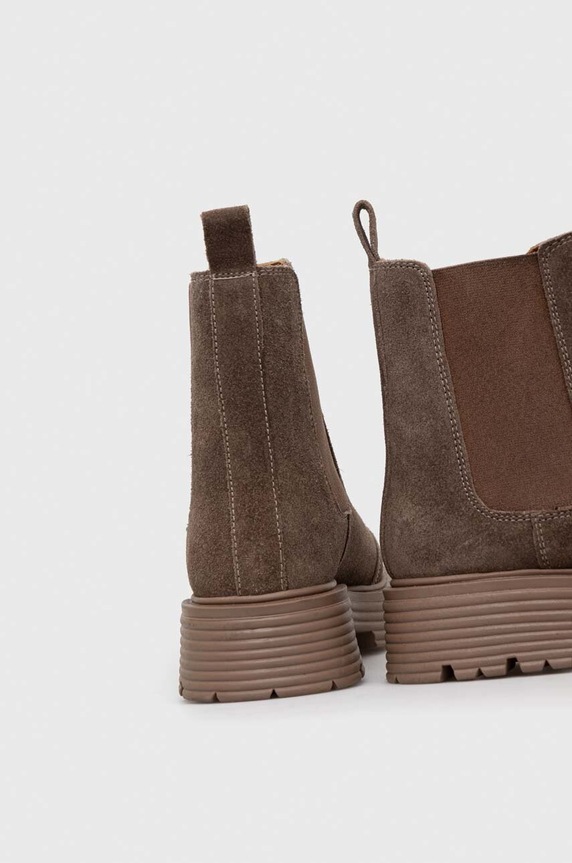 Boty Semišové boty dámské béžová barva RW23.OBD412 béžová