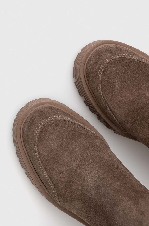 Semišové boty dámské béžová barva béžová RW23.OBD412