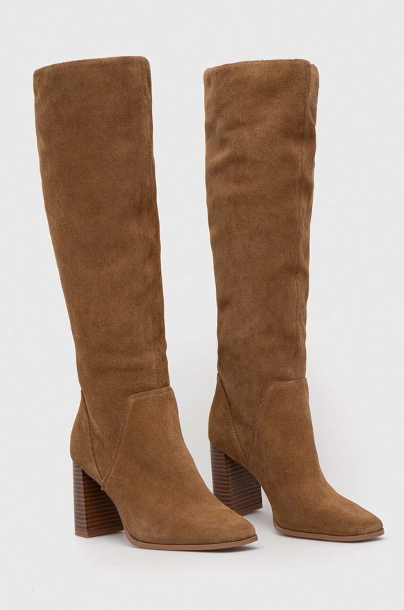 Semišové boty dámské hnědá barva RW23-OBD502 hnědá RW23