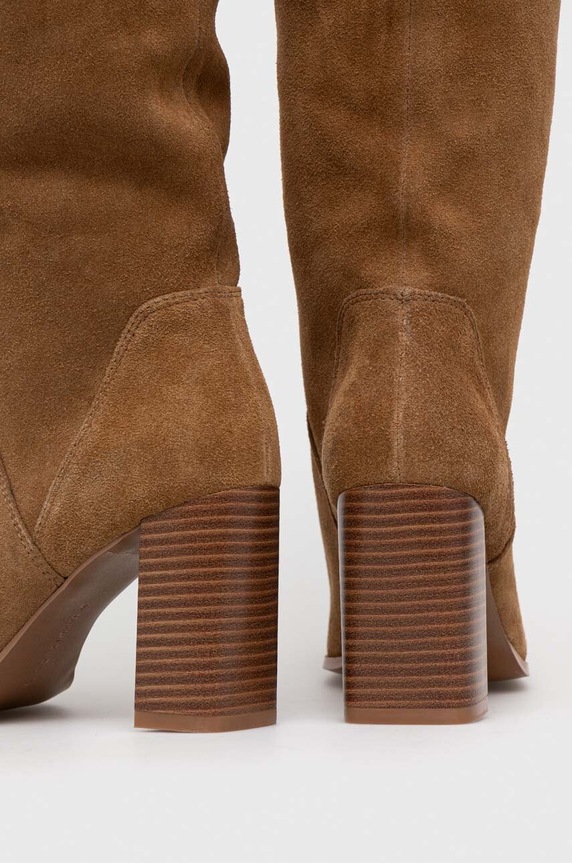 Boty Semišové boty dámské hnědá barva RW23-OBD502 hnědá