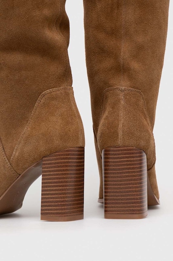 Boty Semišové boty dámské hnědá barva RW23-OBD502 hnědá