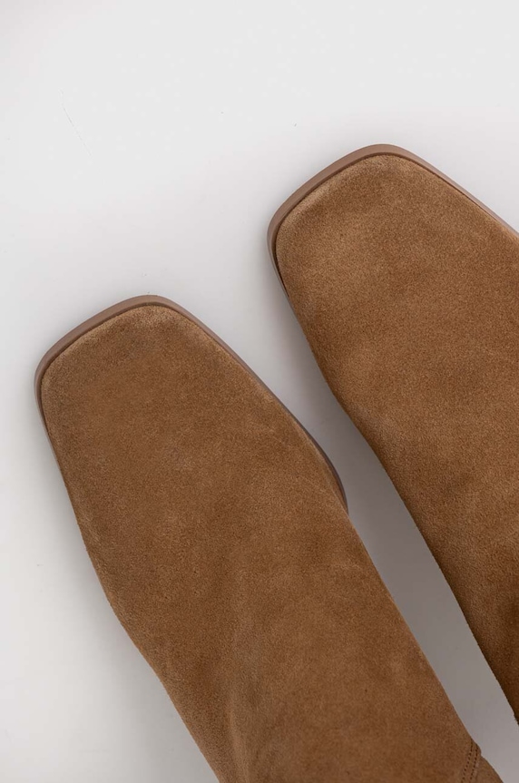 Semišové boty dámské hnědá barva hnědá RW23-OBD502