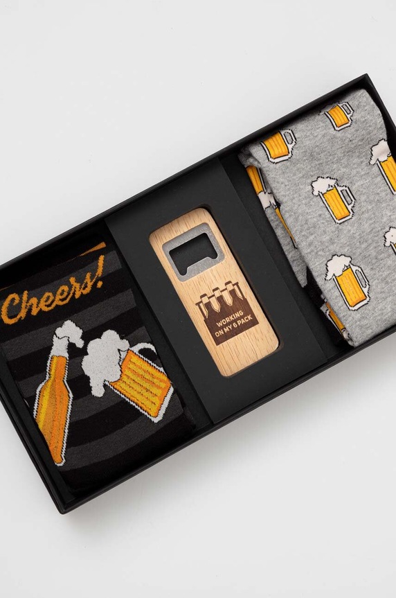 Darčeková sada: ponožky (2-pack) a otvárač na fľaše viacfarebná RW23.ROU912