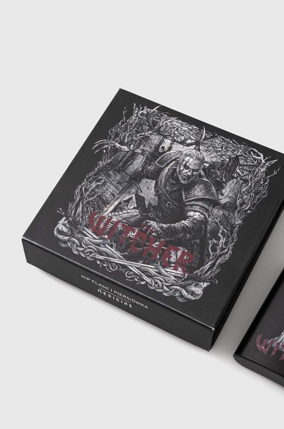 Zestaw prezentowy: piersiówka, kieliszki oraz lejek z kolekcji The Witcher x Medicine czarny RW23.ROU950