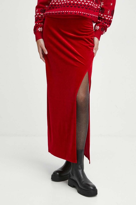 Spódnica damska welurowa kolor różowy z elastanem różowy RW23.SDDA07