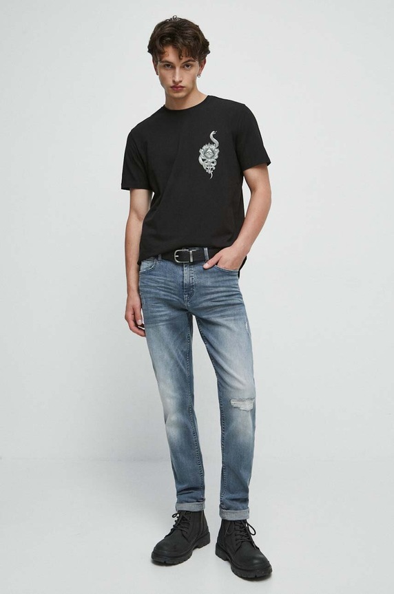 Jeansy męskie slim kolor niebieski niebieski RW23.SJM503