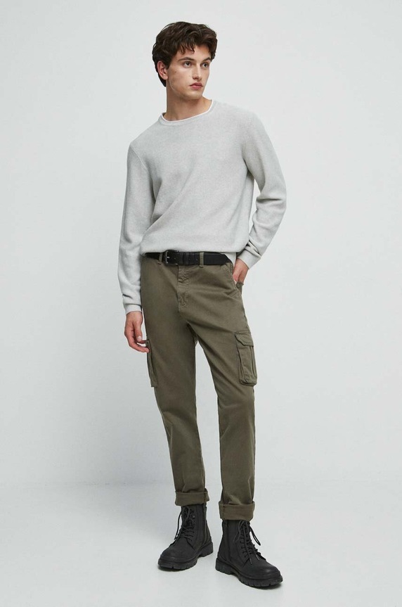 Spodnie męskie gładkie kolor zielony tkanina zielony RW23.SPM400