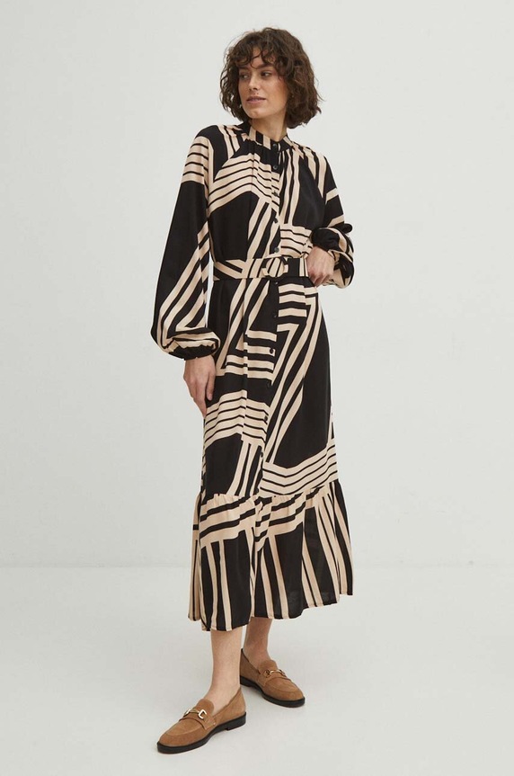 Sukienka damska midi wzorzysta kolor czarny RW23.SUD807 czarny RW23